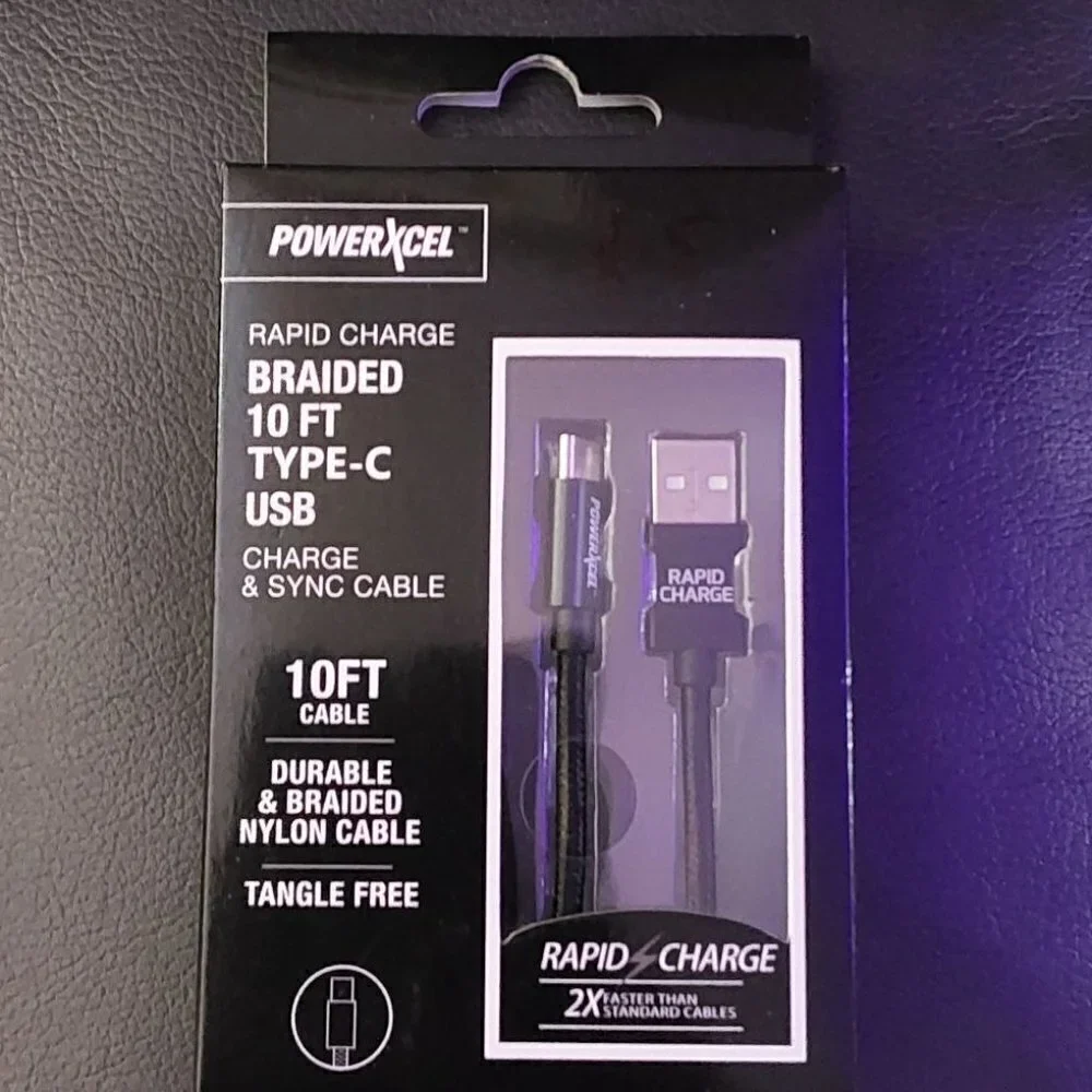 Rapid Charge Braided 10Ft Type-C USB Charge & Sync Cable | Powerxcel